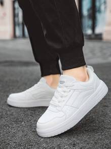 Zapatos deportivos cómodos y de moda, livianos y casuales para adolescentes varones en otoño - Blanco - Ver 1