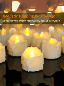 12 piezas - Velas de té LED sin llama a batería, vela electrónica de simulación LED flamé, luz decorativa para mesa para fiesta, boda, cumpleaños, vacaciones y propuesta de matrimonio, lámpara de atmósfera romántica para decoración de mesa de boda y restaurante, campamento, aniversario, decoración central de la mesa, funeraria, Halloween, Navidad, Decoración de Halloween