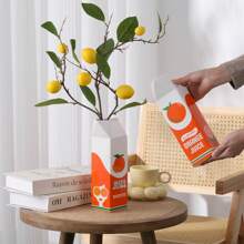 1 件复古风格 Rise And Shine 装饰陶瓷花瓶，独特的家居/厨房/办公室装饰，橙汁 - 多色 - 查看 9