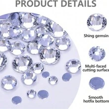 288/1440 Pcs DMC Crystal Hot Fix Rhinestone, Clear White Diamond Crystal Quality A/A++ Ss6/10/16/20/30/34, Flat Back Glass Rhinestone, Wholesale Flat Back Hot Fix Rhinestones For Crafts, Jewelry, Apparel, Garment, Shoe, Bag, DIY Decorations