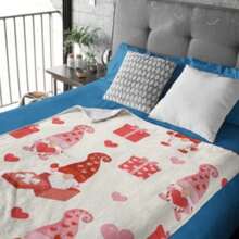 Wedding Gifts Car Seat Blanket Throw Blanket For Bed Gnome Valentine's Blanket, Happy Valentine's Day Blanket, 2025 Valentine's Day Blanket, Anniversary Gift, Couple Fleece Blanket