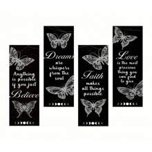 4 piezas Decoración de pared de panel de madera con mariposas negras, placas decorativas rústicas, placas decorativas de primavera, decoración del hogar, decoración de habitación, placas decorativas para habitación de señoras, regalos para señoras, regalos para mamá, decoraciones para fiesta de cumpleaños