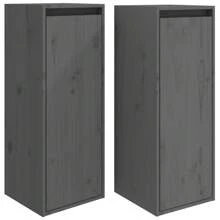 Gray Solid Pine Wood Wall Cabinets Set Of 2 30x80 Cm Ideal Storage Solution For Home Or Office - 灰色 - 查看 2