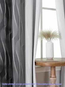 2 PIEZAS Cortinas opacas, de fibra de poliéster tejida de alta precisión, diseño de lazada superior, cortinas combinadas en negro y gris/blanco, apropiadas para salas de estar y dormitorios
