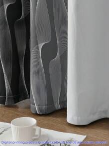 2 PIEZAS Cortinas opacas, de fibra de poliéster tejida de alta precisión, diseño de lazada superior, cortinas combinadas en negro y gris/blanco, apropiadas para salas de estar y dormitorios