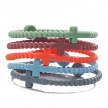 5 件/套儿童简约可爱硅胶手链套装，适合日常佩戴