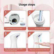 1个200毫升/6.76盎司自动皂液器，非接触式皂液器，带防水底座，适用于厨房、浴室、酒店等场合，也可用于浴室收纳、家居装饰和家具摆设（注意：本产品不含电池，请另行购买！） - 黑色 - 查看 5