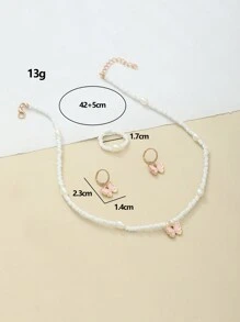 4pcs/Set Girls' Butterfly Beaded Necklace, Bracelet, Ring, Earrings Jewelry Set - Butterfly - View 5