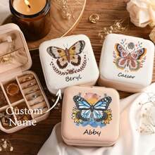 1pc, Custom Personalized Butterfly Jewelry Box, Custom Name Jewelry Storage Box, Ring, Earrings, Bracelet, Necklace, Portable Jewelry Box, Lady Gift, Friend Gift, Birthday Gift Butterfly - Multicolor - View 1