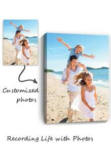 1pc Customized Canvas Art, Personalized Frameless Poster, Indoor Framed Canvas Art, Family Gift, Valentine's Day Decor, Personalized Commemorative Gift, Suitable For Valentine's Day, Wedding, Mother's Day, Father's Day, Birthday, Anniversary, Party, Room Decor, Customizable Item, Bedroom Decor, Custom Gift, Picture, Photo, Wall Art, Ideal Gift For Boyfriend, Girlfriend, Family, Lover, Friend - Multicolor - View 2