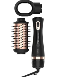 Hair Dryer Brush Straightener Curler With Dryer Nozzle Cadence Black And Rose ESC800 Bivolt 1200w Powerful Drying Curling Straightening Adding Shine For Straight And Curly Hair Volumizing - 黑色 - 查看 2
