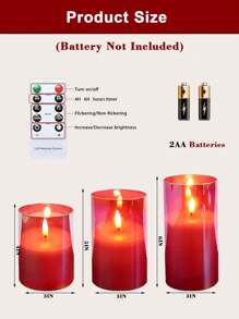 1/3 Stück Acryl Flackernde LED batteriebetriebene dekorative Tischkerzen, Acrylglas Kerzenlampen für Innenraumdekoration zur Hochzeit, fernbedienbare Fake-Kerzen, 4/5/6 Zoll, Valentinstag Dekoration