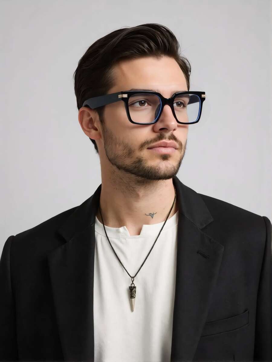 Unisex Square Plastic Computer/Gaming/TV/Phone Glasses, Reduce Eye Fatigue, Fashion Clear Lens Glasses Frame - Black - View 1