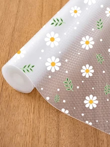1 Roll EVA Material Fresh Daisy Camellia Pattern Waterproof Drawer Liner, Multi-Purpose Cabinet Drawer Liner Suitable For Kitchen, Storage Cabinet, Refrigerator, Shelves, Lining