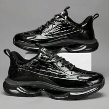 PLUS SIZE Men's Durable Lace Up Hiking Boots, Comfy Non Slip Soft Sole Shoes For Men's Outdoor Activities - Black - View 1
