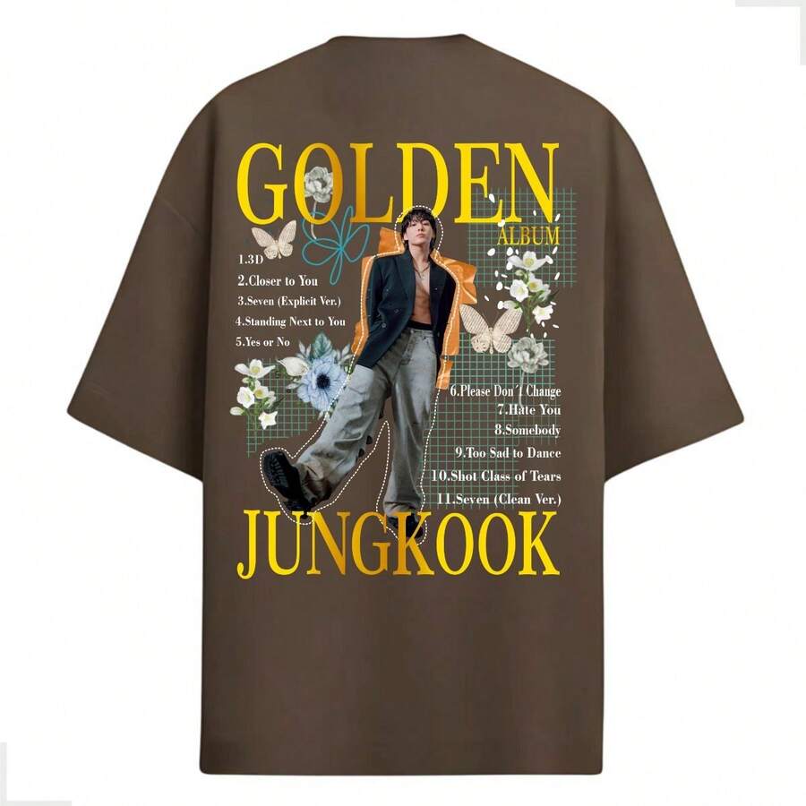 Golden  Oversized Men's T-Shirt New Release 100% Cotton Immediate Shipping - Rỉ Nâu - Xem 1