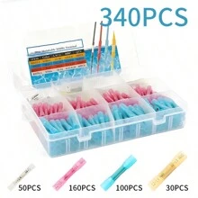 340pcs Cold Press Terminal Connectors Kit - Electrical Hook-Up Automotive Wire Crimp Terminals - Ideal Choice For Wiring Projects - Multicolor - View 1