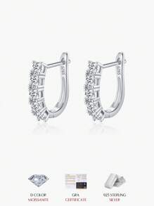 MODIAN MODIAN D Color U Shape Moissanite Earrings 925 Sterling Silver Elegant Exquisite Hoop Earrings For Women Wedding Jewelry