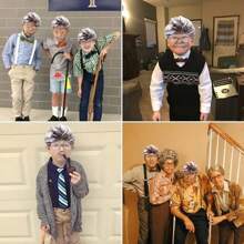 Old Man Costume, Funny Halloween Costumes Set Old Person Grandpa Cosplay Party Dress Up With Gray Wig Moustache Eyebrows Glasses For 100th Day Of School Carnival Masquerade Theme (Male) - Multicolor - View 6