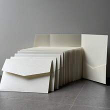 NIEWSPECIAL 25pcs Tri-Fold Pocket Wedding Invitation Cards With Envelopes, Simple Invitation Cards For Engagement, Christening, DIY Invitations, 5*7 Inch Invitations, Pocket Invitations, Customized Invitations, Christmas Cards - Beige - View 7