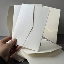 NIEWSPECIAL 25pcs Tri-Fold Pocket Wedding Invitation Cards With Envelopes, Simple Invitation Cards For Engagement, Christening, DIY Invitations, 5*7 Inch Invitations, Pocket Invitations, Customized Invitations, Christmas Cards - Beige - View 6