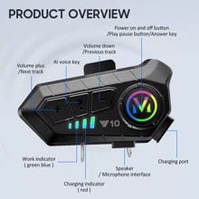 NetHong Bluetooth Motorcycle Helmet Intercom Headset Wireless Motorbike Headphone Gifts - Black - View 10