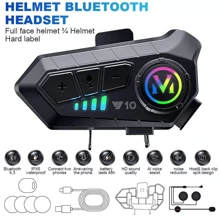 NetHong Bluetooth Motorcycle Helmet Intercom Headset Wireless Motorbike Headphone Gifts - Black - View 11