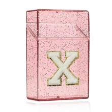 1PC Snowflake Cigarette Case Cigar Tobacco Holder Lighter Storage Box Moisture-Proof And Pressure-Proof Plastic Shiny Cigarette Storage Boxes Embroidered Three-Dimensional Lnitial Letter A To Z Transparent Cigarette Case Ladies Men Gift 20pcs Smoking Accessories - Pink - View 19