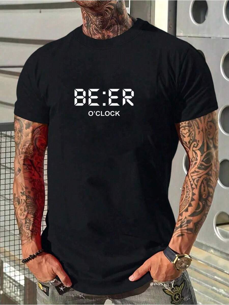 Tricou grafic cu litere de Crăciun pentru bărbați - Articol popular