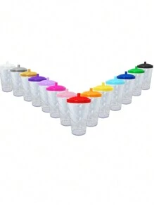 15 Twister Cups 400ML Colored Lid And Transparent Straw - 黑水晶杯 - 查看 2