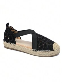 Dames vakantie geweven dikke bodem mode holle-out flats stijlvolle sandalen zomer sandalen voor dames