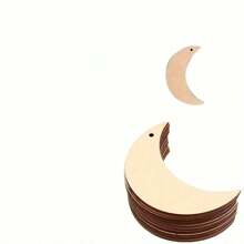 10 piezas de adornos de madera con forma de luna pintada, estrellas de madera navideñas, decoraciones de luna, festivales creativos, manualidades para la pared, decoraciones de fiesta, bodas rurales con cuerda para enlaces convenientes - Multicolor - Ver 6