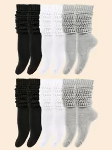 3/4/6/8 Pairs Women's Multifunctional Comfortable Black, White, Gray Faux Leather Socks, Foldable, Size: (36~39) (39~42) - Multicolor - View 7