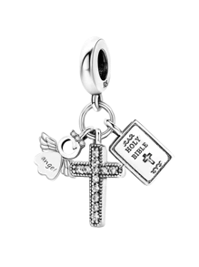 1 PC Silver Plated Cross Angel Of Love Mary Prayer Bible Pendant Charm Pendant Ball Suitable For Bracelets DIY Women's Jewelry - Silver - View 19
