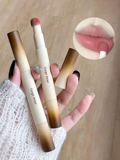 Gege Bear 1 pieza Lápiz Labial Rotativo - Mate de Terciopelo, Color Fácil, Resistente al Agua para Lápiz Labial Líquido de Otoño-Invierno