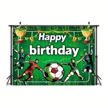 1 pieza Fondo de photocall para fiesta de cumpleaños con temática de fútbol, fondo de fotografía de campo de fútbol, decoración de fiesta de fútbol - 1 pieza - Ver 2
