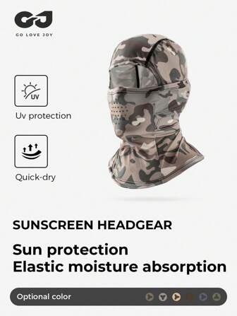 防晒抗紫外线 1 件装夏季迷彩头套男女户外钓鱼骑行冰丝透气防晒面罩滑雪面罩，适合骑自行车、骑摩托车和滑雪