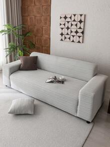 1 件提花纯色弹力全覆盖沙发套，简约风格，宠物友好型防滑防脏防刮，适合所有季节，可机洗，家居装饰防尘罩，适合节日和新居 - 淺灰色 - 查看 8
