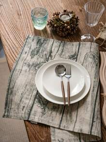 复古美式乡村风格棕色条纹餐桌垫，适合节日聚会、生日派对、四季皆宜 - D - 查看 2