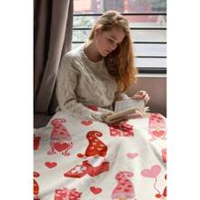 Wedding Gifts Car Seat Blanket Throw Blanket For Bed Gnome Valentine's Blanket, Happy Valentine's Day Blanket, 2025 Valentine's Day Blanket, Anniversary Gift, Couple Fleece Blanket