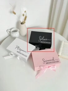 1 Stück personalisierte Geschenkbox für Brautjungfern - stilvolle Papier Vorschlagsgeschenkbox, geeignet als Hochzeitsparty Geschenk, Geburtstagsgeschenk - in Weiß, Schwarz, Pink erhältlich