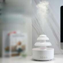 Humidificateur pour chambre à coucher avec son de pluie et veilleuse 7 couleurs, humidificateur à brouillard froid, humidificateurs avec 10 heures de fonctionnement, diffuseur d'huiles essentielles, humidificateur d'air pour chambre à coucher, maison, bureau, cadeau parfait