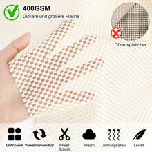 1 Pezzo Tappetino Antiscivolo per Tappeti, Sottofondo Tappeto Antiscivolo, Tappetino PVC Tagliabile su Misura, Ferma Tappeto, Sottofondo Antiscivolo per Cassetti, Auto, Scaffali - Bianco - Visualizzare 4