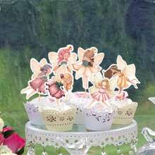 Fairy Cupcake Toppers ,Flower Fairy Party Cupcake Toppers,Fairies Party Cake Picks Garden Birthday Party Decorations For Fairy Party, Fairy Tale Party, Garden Party, Flower Party, Birthday Party And So On - Multicolor - View 10