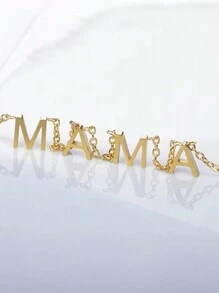 1 件优雅“MAMA”字母吊坠项链，18K 镀金不锈钢防水女士锁骨链，迷人珠宝，适合婚礼、度假、母亲节礼物 - 不銹鋼 - 查看 12