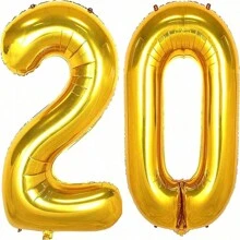 2 件 32 英寸 10 11 12 13 14 15 16 17 18 19 气球玫瑰金银色 10 岁 11 岁 12 岁 13 岁 14 岁 15 岁生日派对装饰气球，圣诞节 - 金色 - 查看 20
