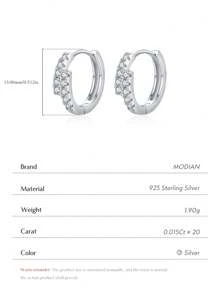 Bông tai MODIAN D Moissanite tối giản, bạc sterling 925, thiết kế hai hàng tinh tế, món quà trang sức cao cấp dành cho phụ nữ. - Bạc - Xem 4