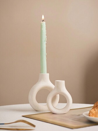 1 件陶瓷甜甜圈形烛台，圆形烛台，黑白，多种尺寸，极简创意风格，适用于家庭、办公桌、长蜡烛、婚礼、餐桌、节日、酒店、装饰、节日装饰配件