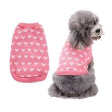 1 Stück roter Herz Hundepullover für Hunde/Katzen, Valentinstag rosa Hundepullover, kuschelige gestrickte Hundepullover für kleine bis mittlere Hunde, süßer Welpen-Katzen-Hunde-Pullover mit Liebesmuster, perfektes Geschenk zum Feiern von Liebe, Geburtstag & Neujahr