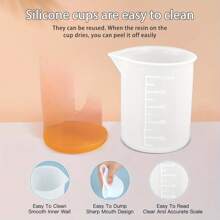 100ml 可重复使用硅胶量杯，1/3/5/10 件硅胶混合杯，用于 UV 环氧树脂艺术品制作、精密刻度调色杯、珠宝铸造模具、丙烯酸涂料浇注、杯子制作、环氧树脂工艺品 - 彩色 - 查看 5